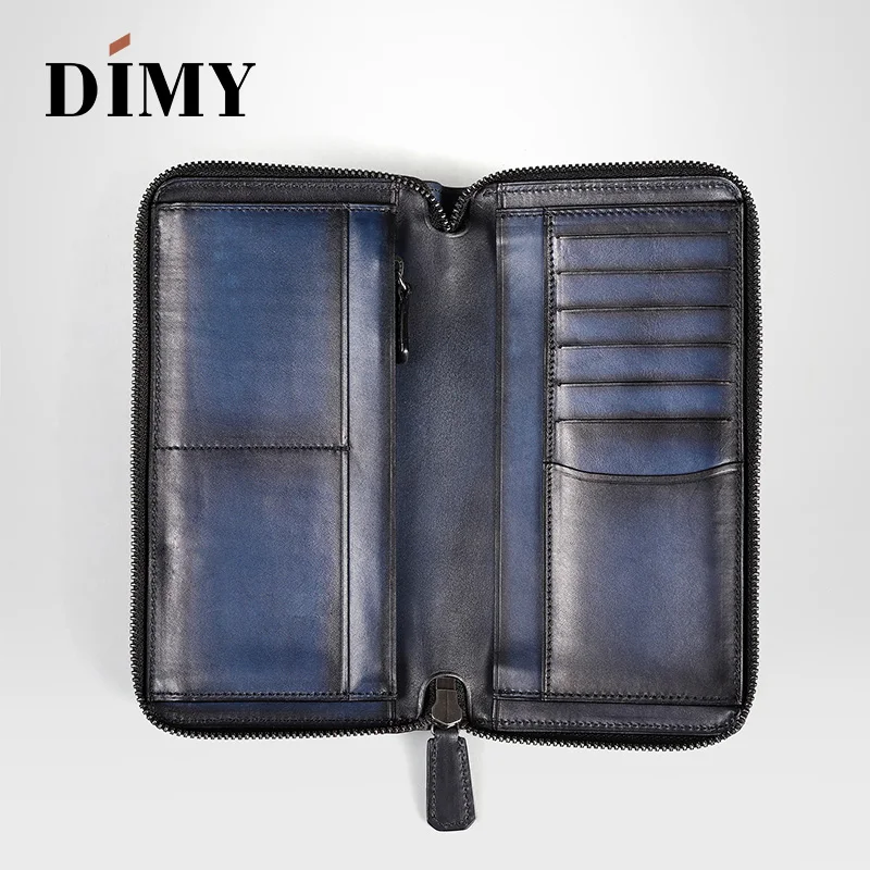 DIMY модные кошельки из натуральной кожи Длинные мужские ручная молния