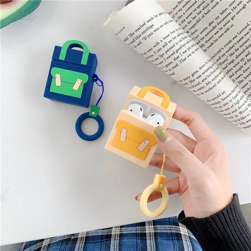 

3D Cartoon Silicone Backpack Earphone Cases For AirPods Cute For Apple Air pods 2 Protect Cover For Earpods Case Accessories
