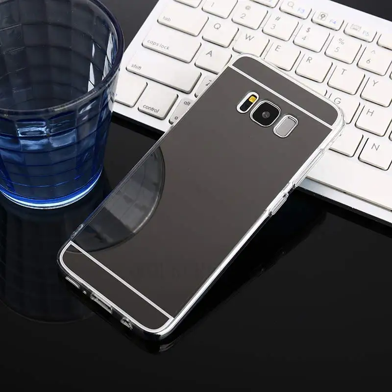Black Зеркало ТПУ чехол для телефона для samsung galaxy A50 A30 A6 A8 J4 J6 J8 A9 на A7 Note9 A5 A7 S8 S9 плюс роскошный мягкий чехол для задней крышки - Цвет: Black