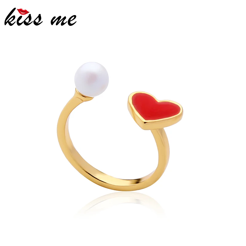 Женское Обручальное Кольцо KISS ME корейское золотистое медное акриловое
