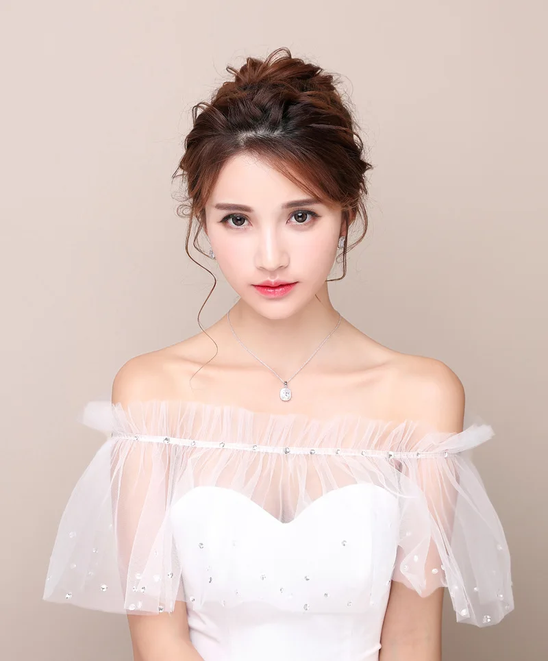 Bride Wedding Shawl Word Shoulder Sequins Dress Veil Summer Thin Section Accessories PJ27 | Свадьбы и торжества