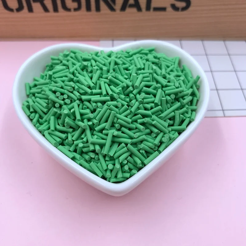 long middle green Октября посыпать! 100 г/лот, самый популярный товар, большой размер, цветная глина для рукоделия, украшения для телефона, DIY(около 5-6 мм - Цвет: long middle green