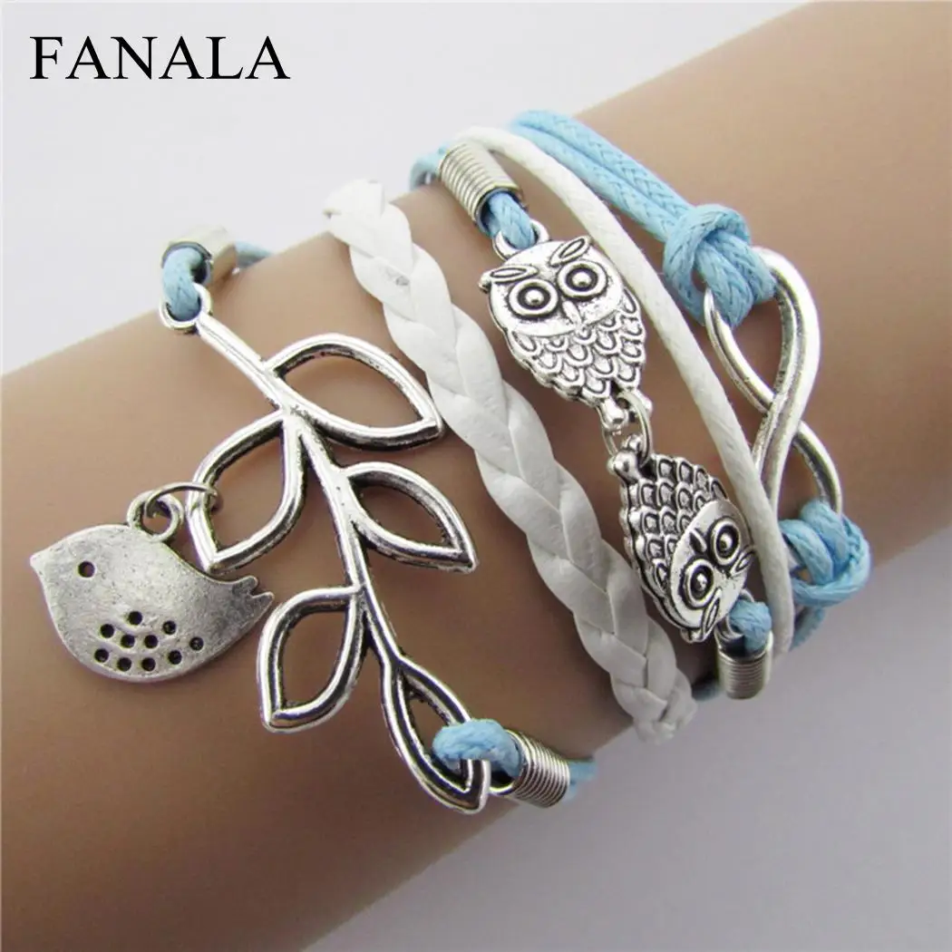 Vintage Fashion Style Animal Plants Figure 8 Pendant Braided Bracelet Jewelry | Украшения и аксессуары