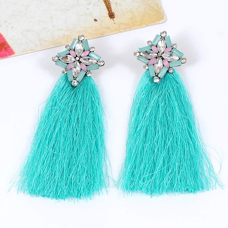 Модные Винтажные серьги ZHINI роскошные длинные в стиле бохо с натуральным камнем |