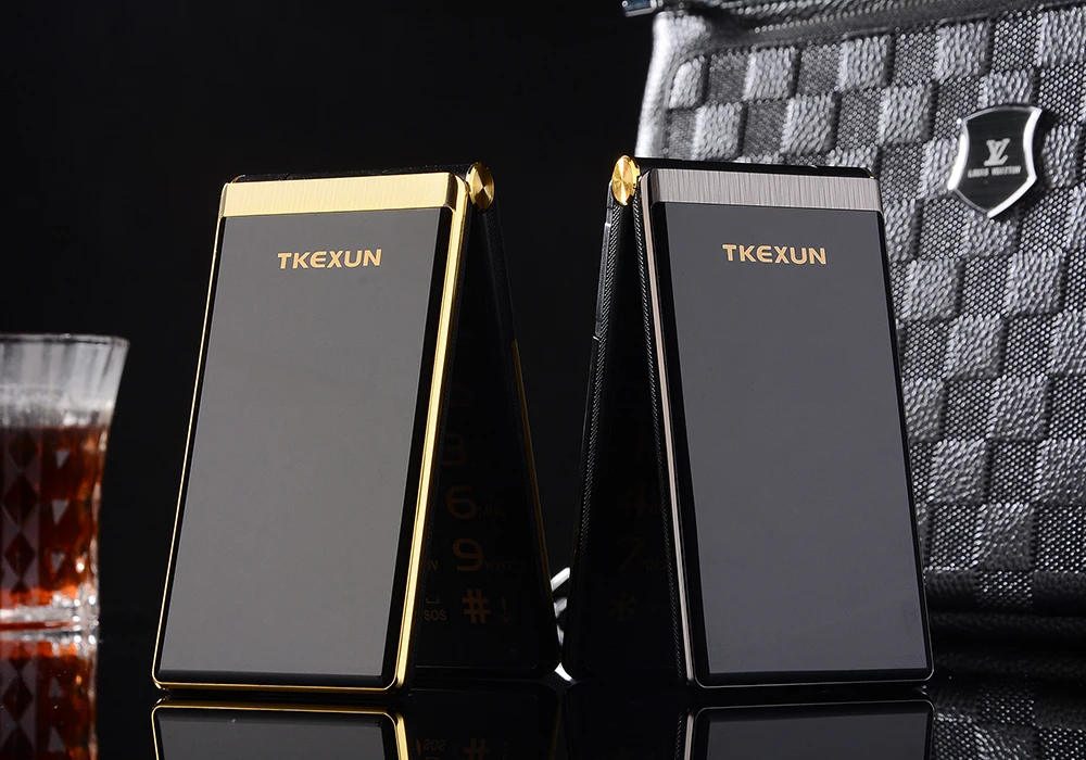 TKEXUN M2 откидной телефон 3," металлический корпус старшая двойная Sim камера MP3 MP4 сенсорный экран Роскошный сотовый телефон