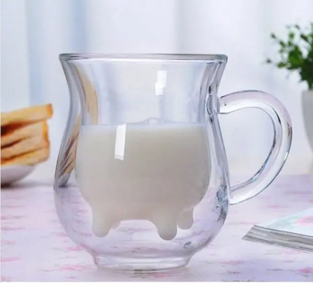 Новое поступление 300 мл прекрасная корова Стекло бутылки вымя форме с двойными