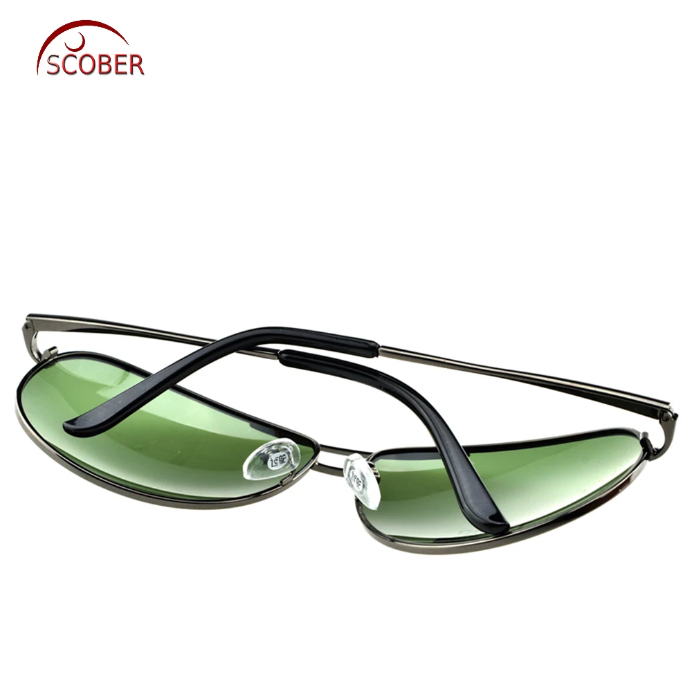 

= SCOBER = Large Pilot Black Wave Temple Designers Polarized Sunglasses Custom Made Nearsighted Minus Prescription Lens -1 to -6