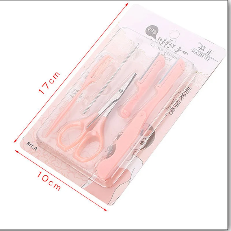 5 шт. Набор для бровей карандаш бритва ножницы трафареты и триммер Расческа