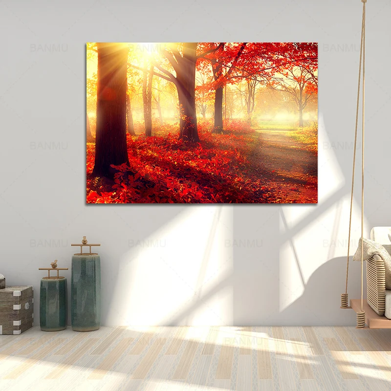 

Wall art photo print poster canvas painting trees and flowers home decoration picture office artwork for living room no frame