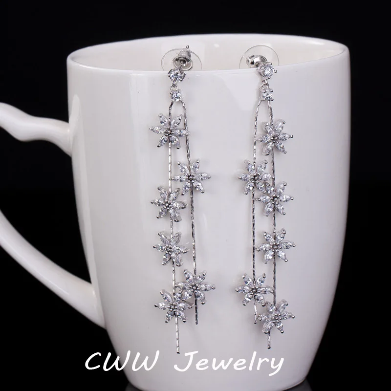 Серьги на цепочке женские с фианитами 8 2 см|long chain earrings|chain drop earringschain earrings |