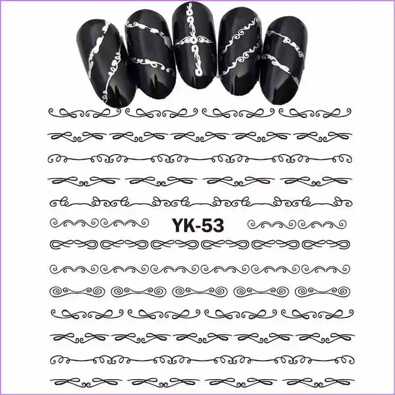 YK053 SILVER UPRETTEGO Золотые/серебряные Водные Наклейки металлические наклейки для ногтей цветок кружева волна ветка витиеватая лоза лист YK49-54 - Цвет: YK053 SILVER