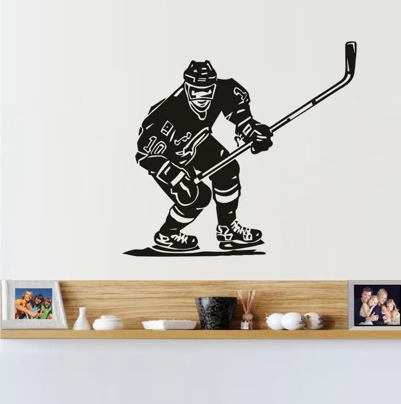 Домашний декор Хоккей вратарь силуэт виниловая наклейка на стену самоклеящиеся