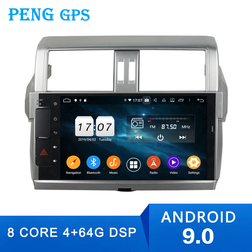 Автомагнитола с GPS навигацией 4 + 64 ГБ Android 9 для Toyota Land Cruiser 150 автомагнитола