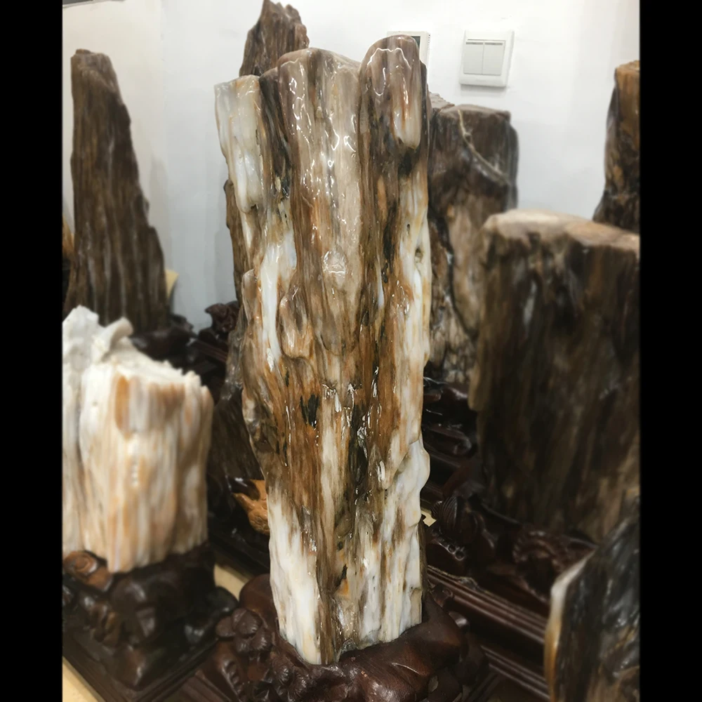 Большой Размеры! Натуральное дерево Fossil Jade фигурка дерево Fossil Jade образец минерала хрустальные камни украшение дома и деревянная подставка