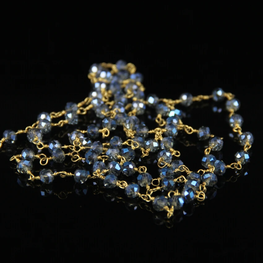 Ожерелье цепочка из бисера с гранями 4 Х6 бусин|jewelry finding|beaded rosary chainbead chain |