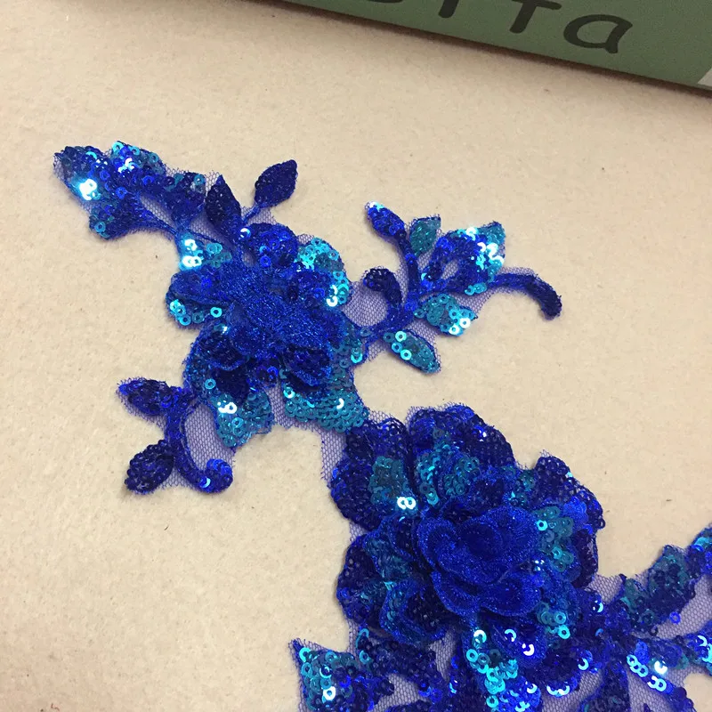 5Pcs evening wedding dress bridal headband Embroidery decorative Sapphire sequins venice lace applique 34X 18cm LA134 | Дом и сад