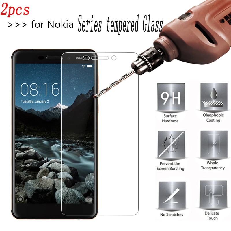 Закаленное стекло 9H для Nokia 1 2 шт. защитная пленка 3 4 5 6 7 8 plus plus|Защитные стёкла и