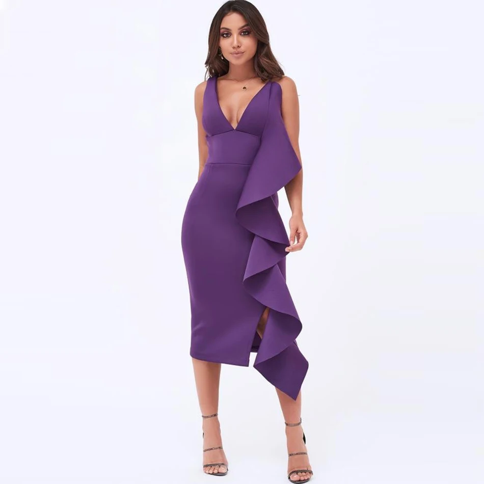 Новое летнее женское вечернее платье знаменитостей vestidos Verano сексуальное платье без рукавов с оборками розовое Белое Облегающее Клубное платье
