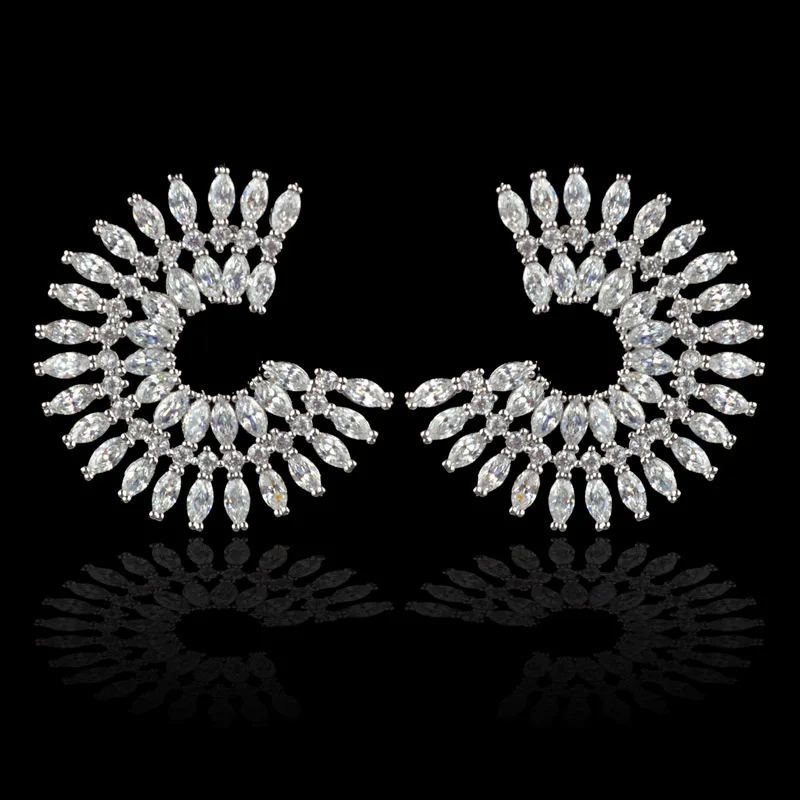 Новый дизайн роскошные серьги с кубическим цирконием разных цветов со шпилькой