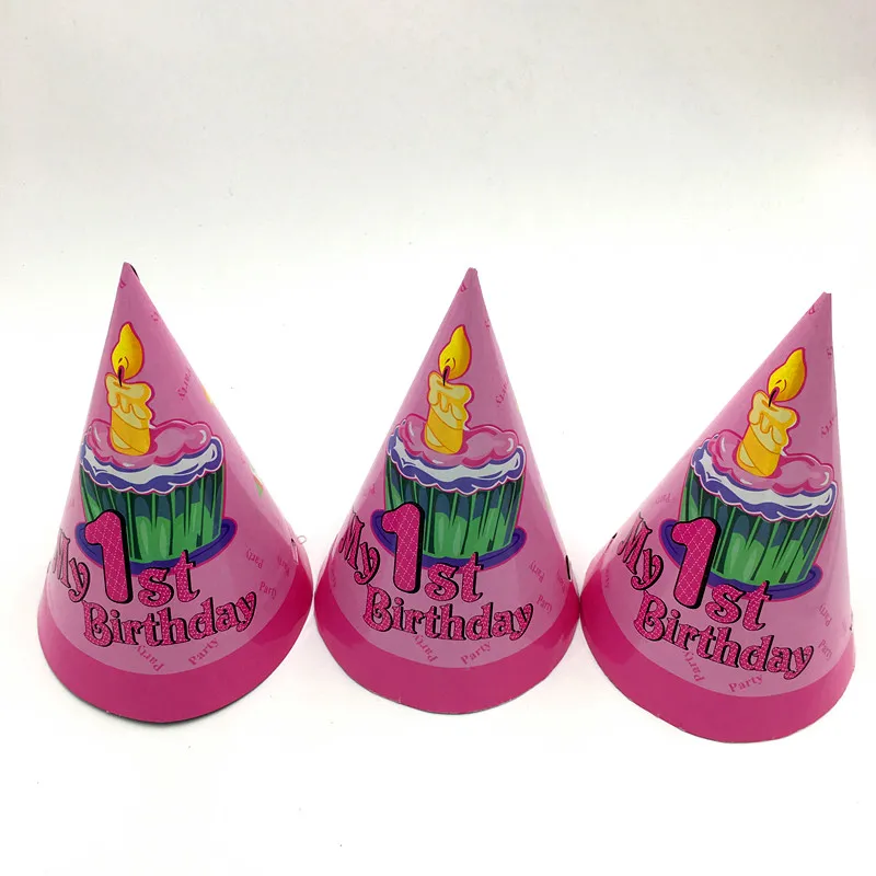 6 шт./лот вечерние шляпы для первого дня рождения Детские шапки девочек детей 1