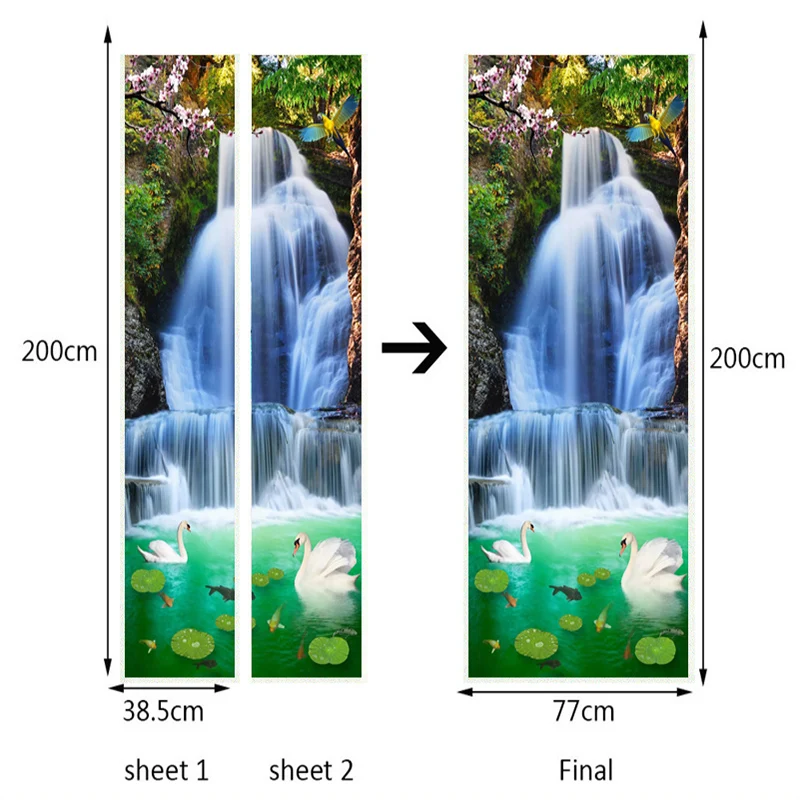 Фотообои 3D водопады Пейзаж Природа фрески Гостиная Обучение пожилая Спальня