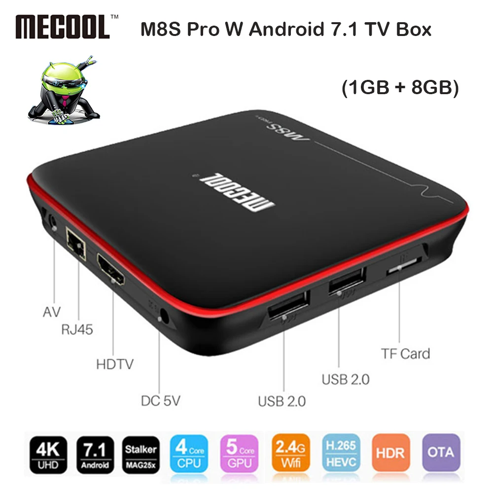 Mecool M8S PRO W Android 7 1 Smart ТВ Box Amlogic S905W 4 ядра K H265 3D HD ГБ Оперативная память DDR4 8