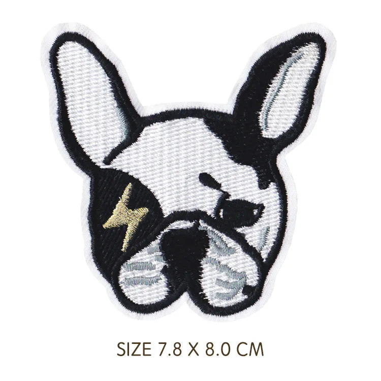 Cartoon Animal Husky Pug Dog Patch Embroidered Cute Badges Hippie Iron on Kids Patches for Clothes Stickers Badge - Цвет: Серый цвет с красноватым отливом