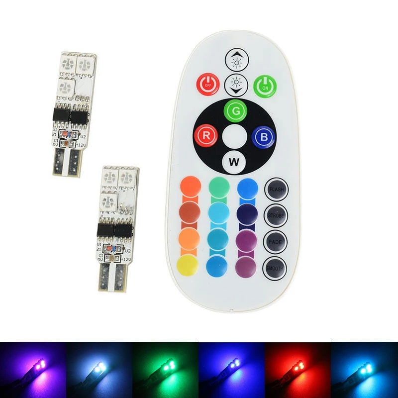 2x5050 SMD RGB T10 194 168 W5W Автомобильная Лампа для чтения с клиновидным цоколем 6