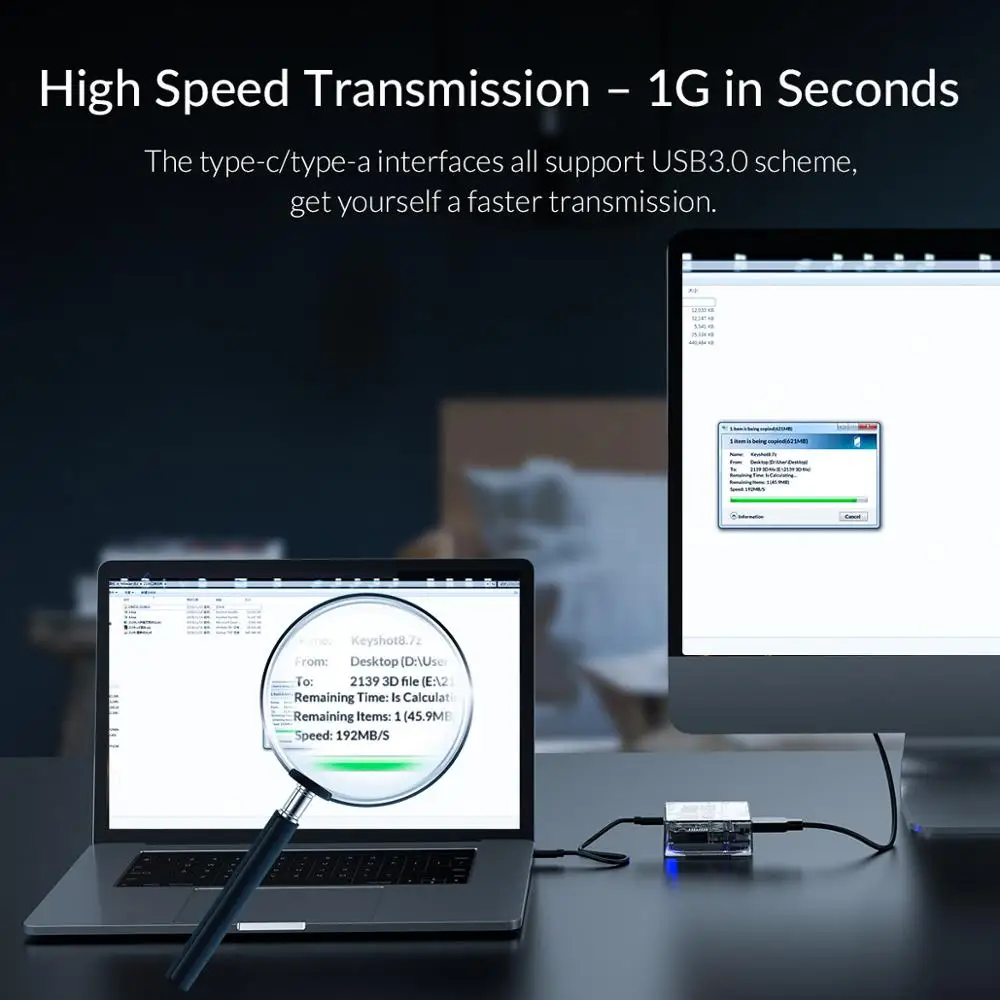 ORICO прозрачный USB C концентратор типа для нескольких USB3.0 4K HDMI 60W PD Быстрая Зарядка