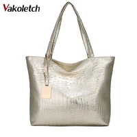 brand fashion casual women shoulder bags silver gold black crocodile handbag pu leather female tote bag ladies hand bag kl585