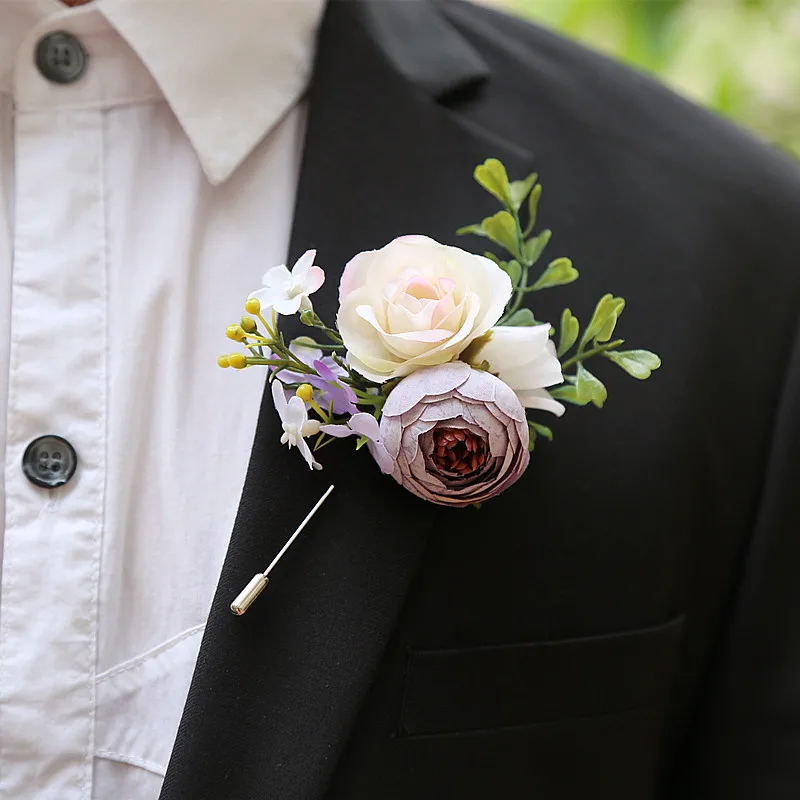 5 шт./лот Свадебные корсажи жених Groomsmen Бутоньерка Цветок ручной работы Выходные туфли на выпускной бал человек костюм корсаж Искусственные цветы Брошь
