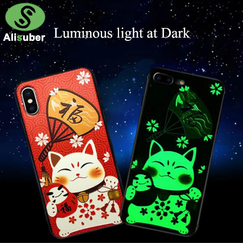 Чехол Alisuber с изображением из мультфильма Lucky Cat светящийся чехол для iPhone X