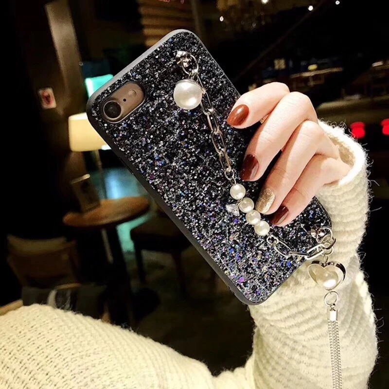 Для samsung galaxy s8 s9 плюс Примечание 8 Роскошные девушки Симпатичные Блеск жемчужный