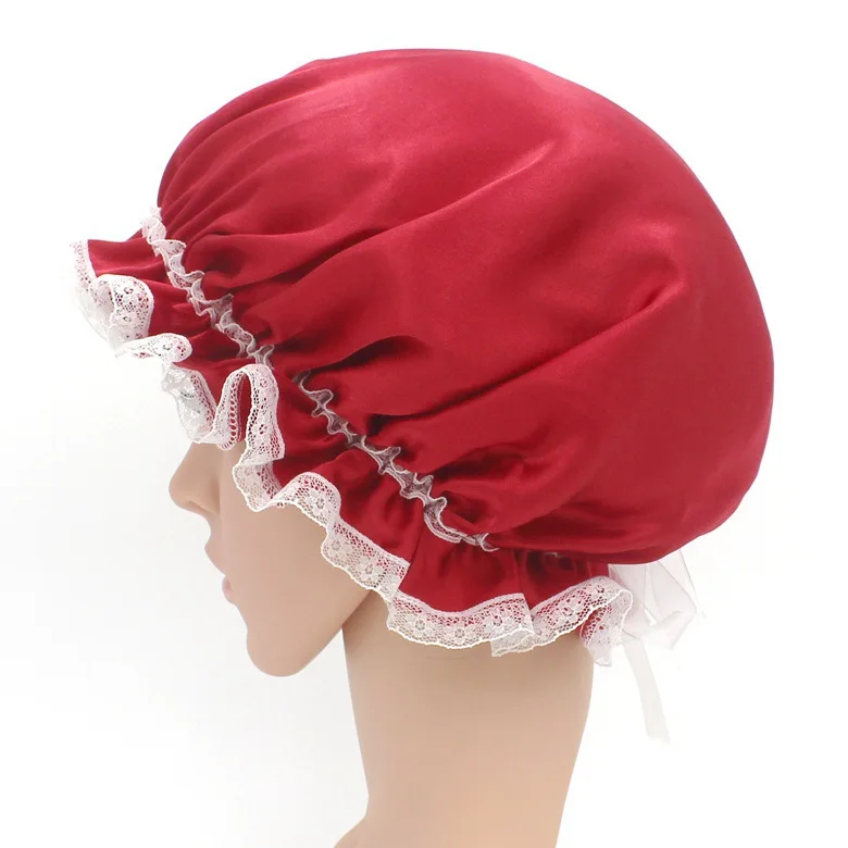 Для женщин 100% чистый шелк сна Шапки Обёрточная бумага ночь Кепки Уход за волосами