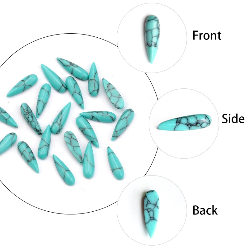 15 шт. натуральные бирюзовые мраморные камни семена форма капли Стразы для ногтей