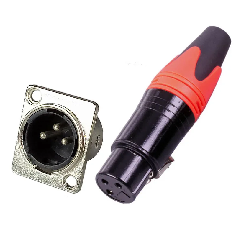 1 комплект/2 шт. 3 Pin XLR разъем 1 шт. штекер Панель Крепление Шасси+ 1 шт. гнездо в комплекте микрофонный разъем адаптер - Цвет: Orange (1 Set)
