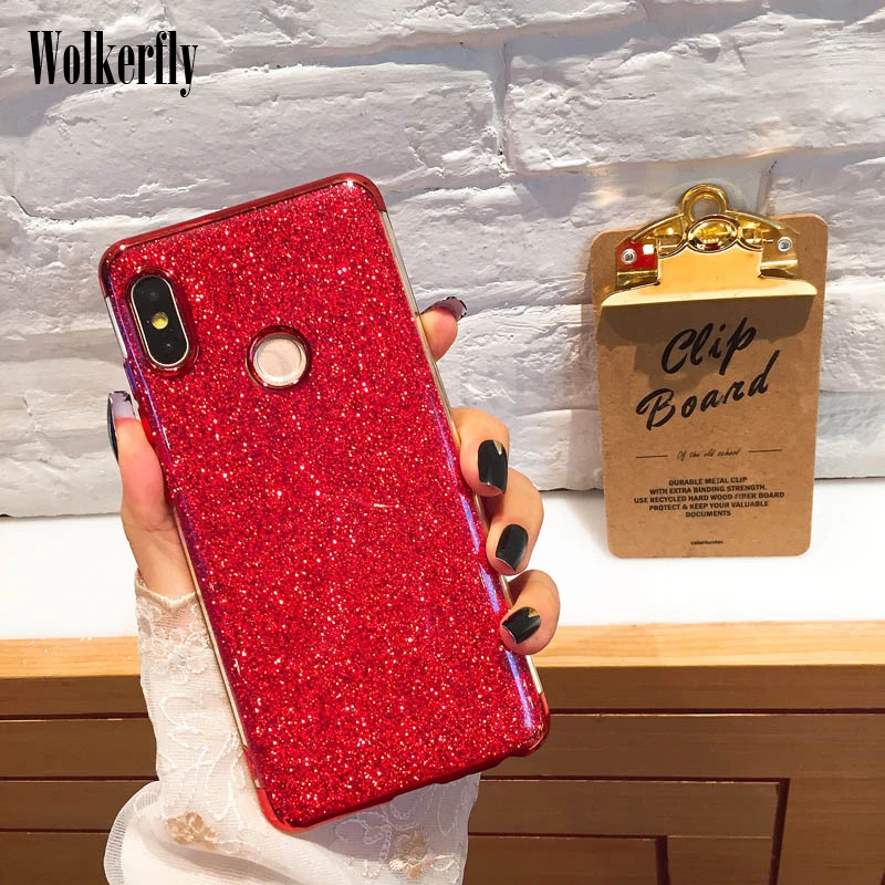 Мягкий чехол из ТПУ с покрытием для Xiaomi mi 8 Lite SE A1 A2 6X 5X Max 3, блестящий красный чехол для mi Note 6 Pro 6A 4X Red mi 5A 5 Plus S2