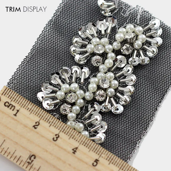 Бисером жемчуг блесток Кристалл Черный кружевной ленты ткань отделка плетеная