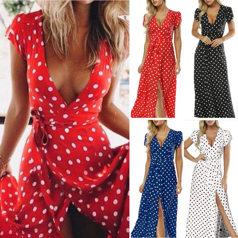 Женское Повседневное платье летнее с коротким рукавом v образным вырезом из