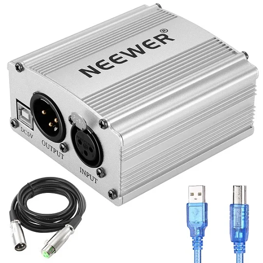 Серый Neewer 48В Питание с помощью usb-кабеля, в качестве бонуса+ XLR 3 Pin микрофонный кабель - Цвет: Серый
