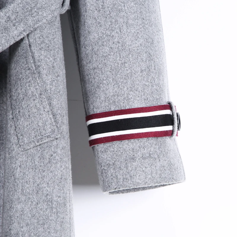 Мужское шерстяное пальто средней длины в полоску британском стиле|wool men coat|wool coat