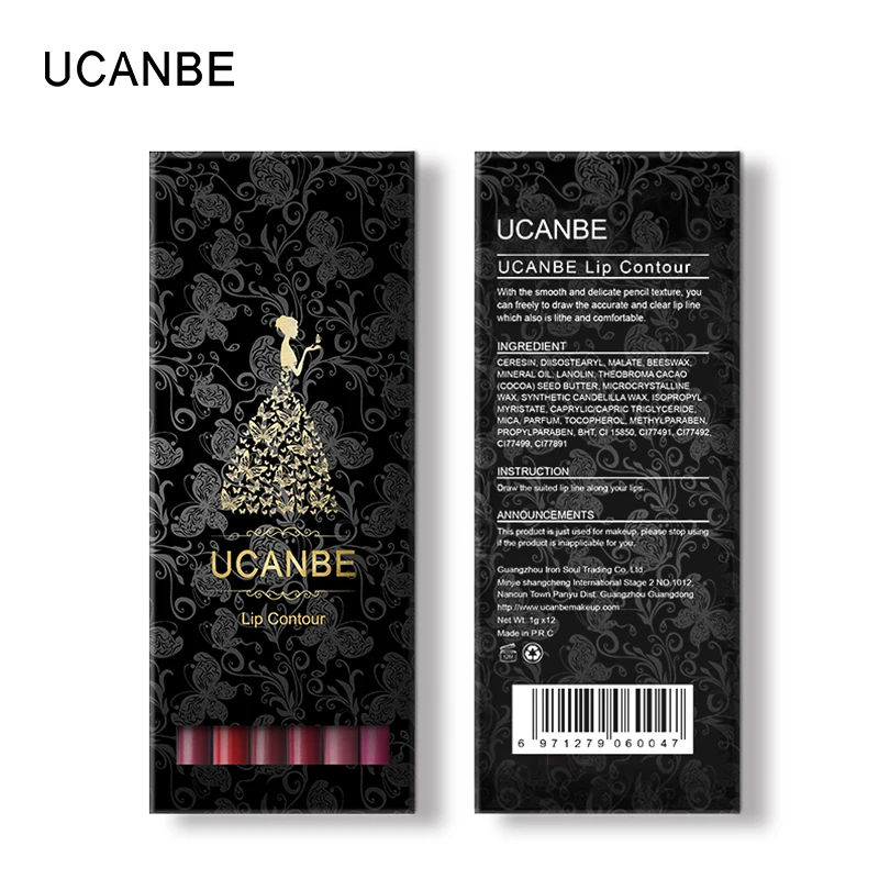 UCANBE 12 цветов/набор стильный черный цвет сексуальная матовая палочка