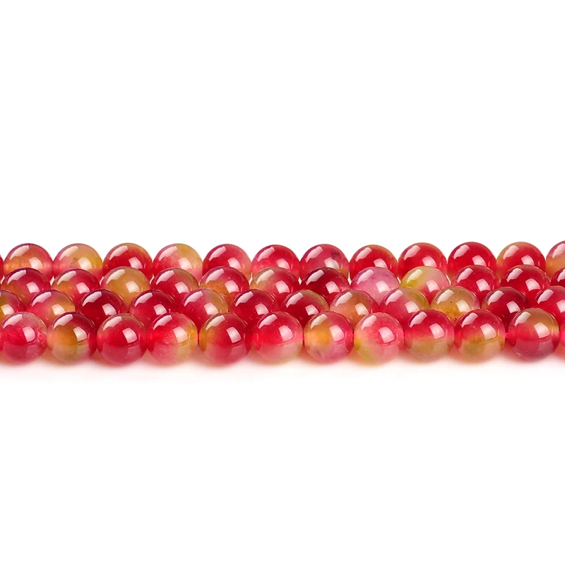 

High quality Watermelon Crystal natural stone round loose ball Beads 15" Strand 4 6 8 10 12 14MM DIY Jewelry Making bracelet