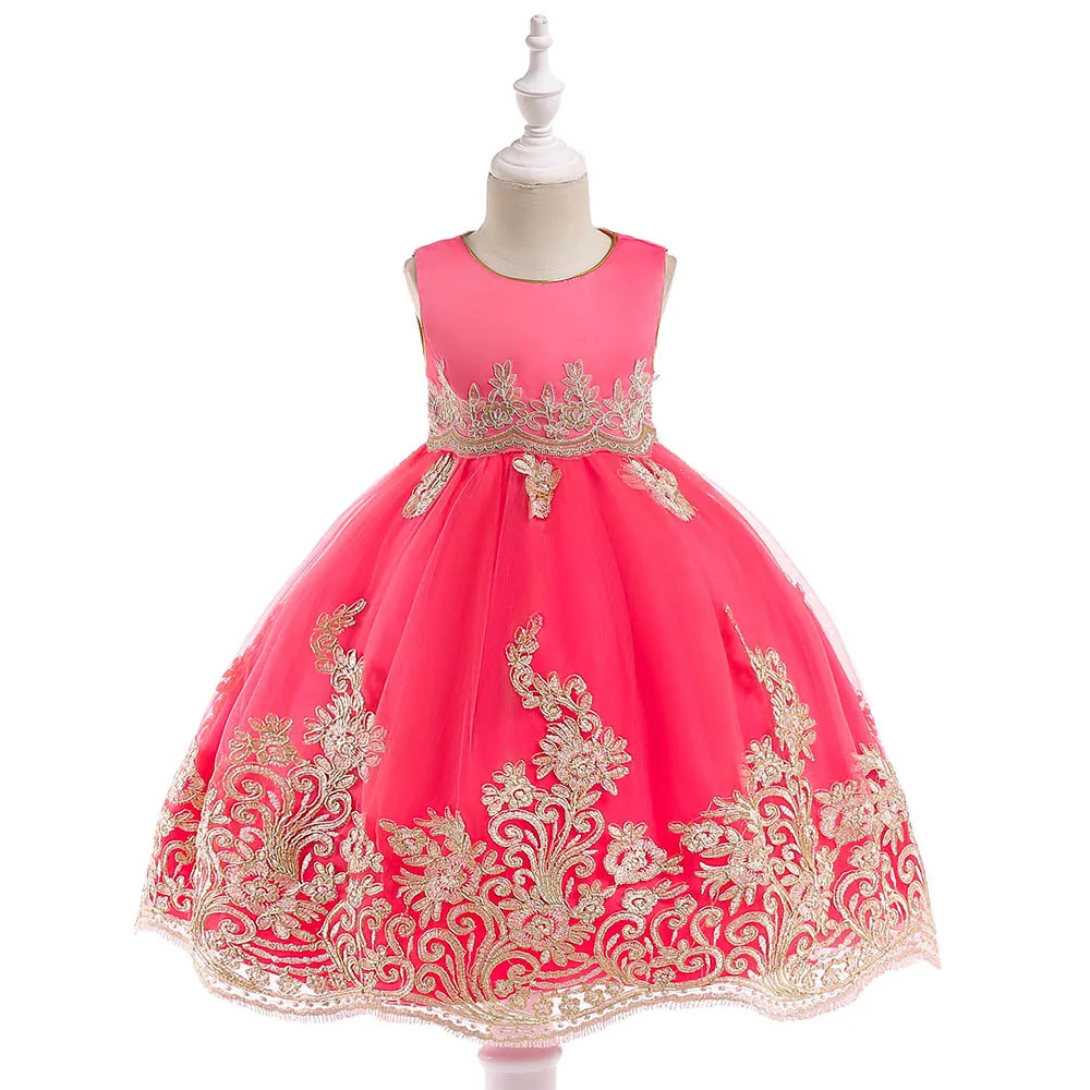 2019 Embroidery Flower Summer Girls Dress Baby Girl Toddler Clothes Kids Princess Wedding Party girls dresse Vestidos Robe Fille | Детская