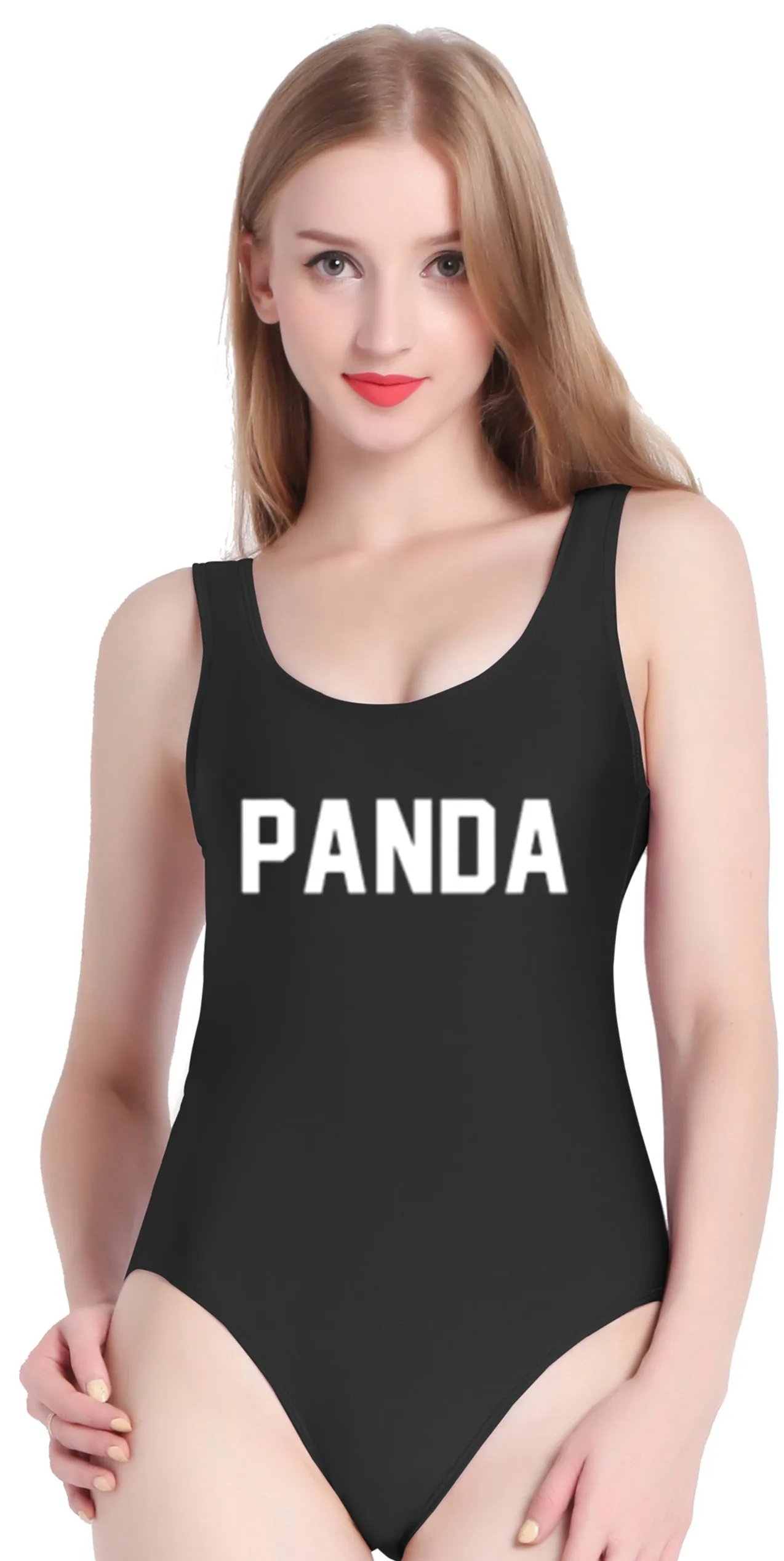 PINJIA купальник с пандой Письмо печати купальный костюм Цельный для женщин (S075) |
