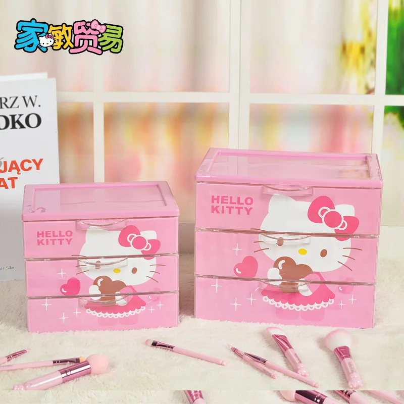 Рисунок «Hello Kitty» ресивер Три Слои ящик для хранения ювелирных изделий косметический