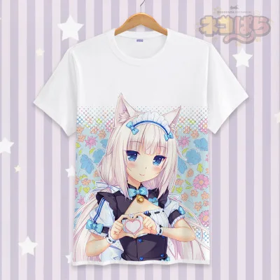 2 NEKOPARA мультфильм дизайн хлопковые футболки для мужчин's женщин Новое поступление Летний стиль короткий рукав косплэй Милая футболк - Цвет: 2