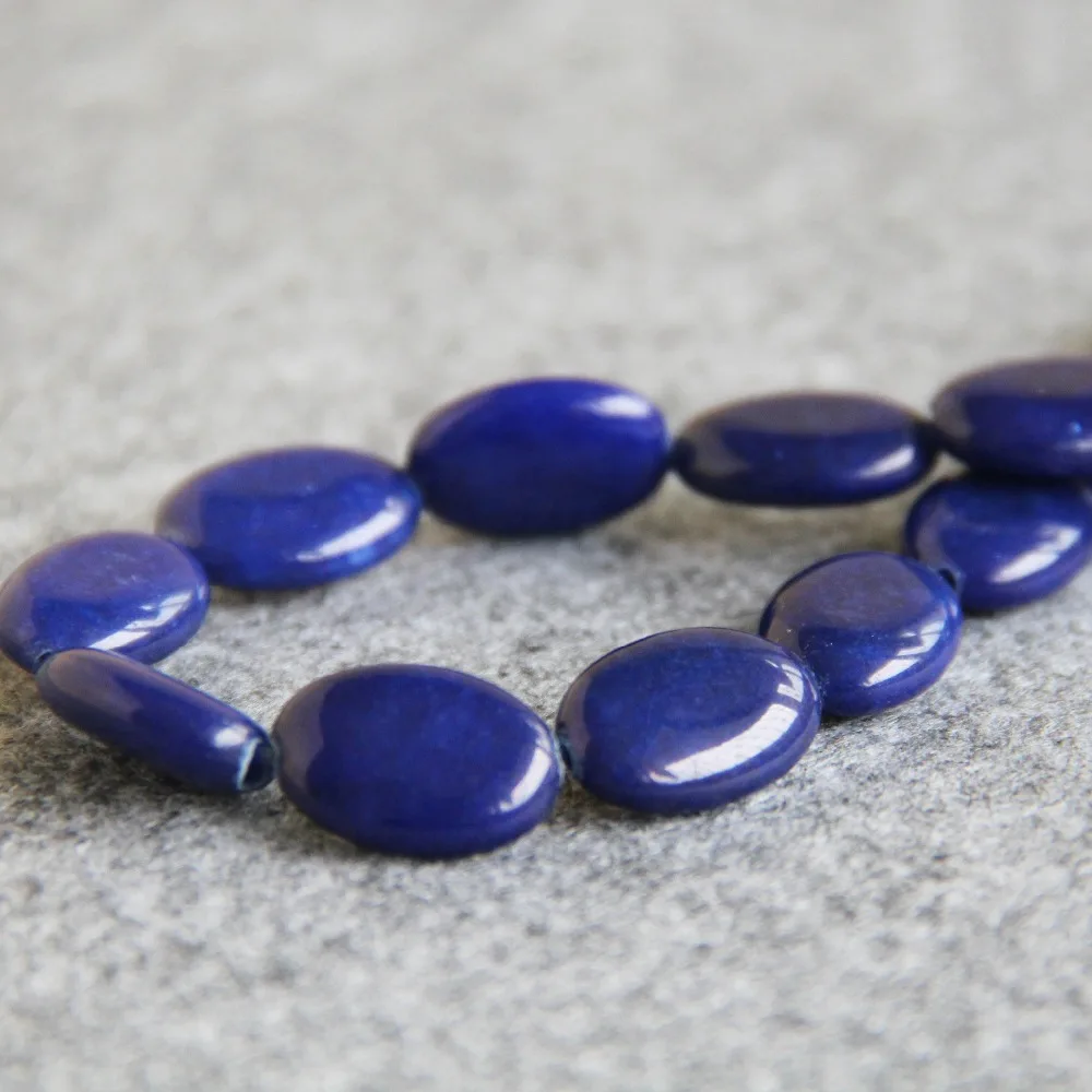 Бусины для ожерелья и браслета голубые бусины из лазурита 13 х18 мм незакрепленные