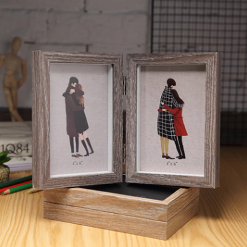 Rectangular creative folding folded 6 inch retro table photo frame studio home decoration personalized printing photo frame