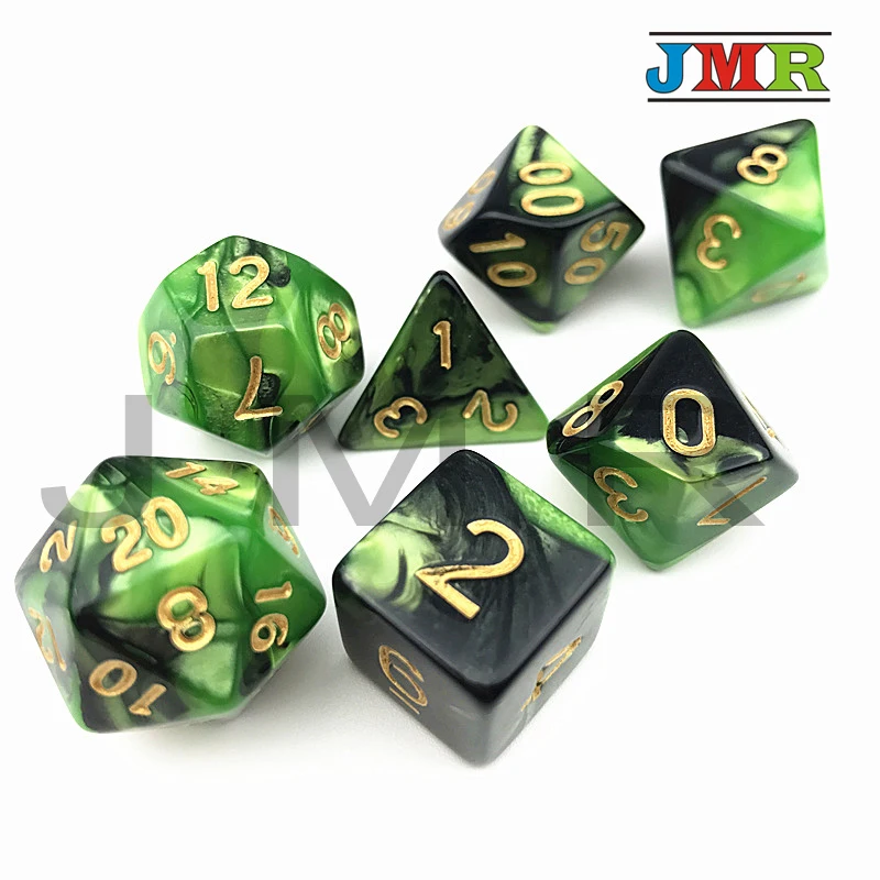 Переносные игральные кубики зеленого цвета игра для DND смешанные рпг в кости